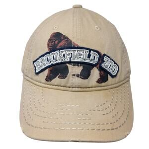 Brookfield Zoo Slideback Hat Beige One Size Adjustable Embroidered